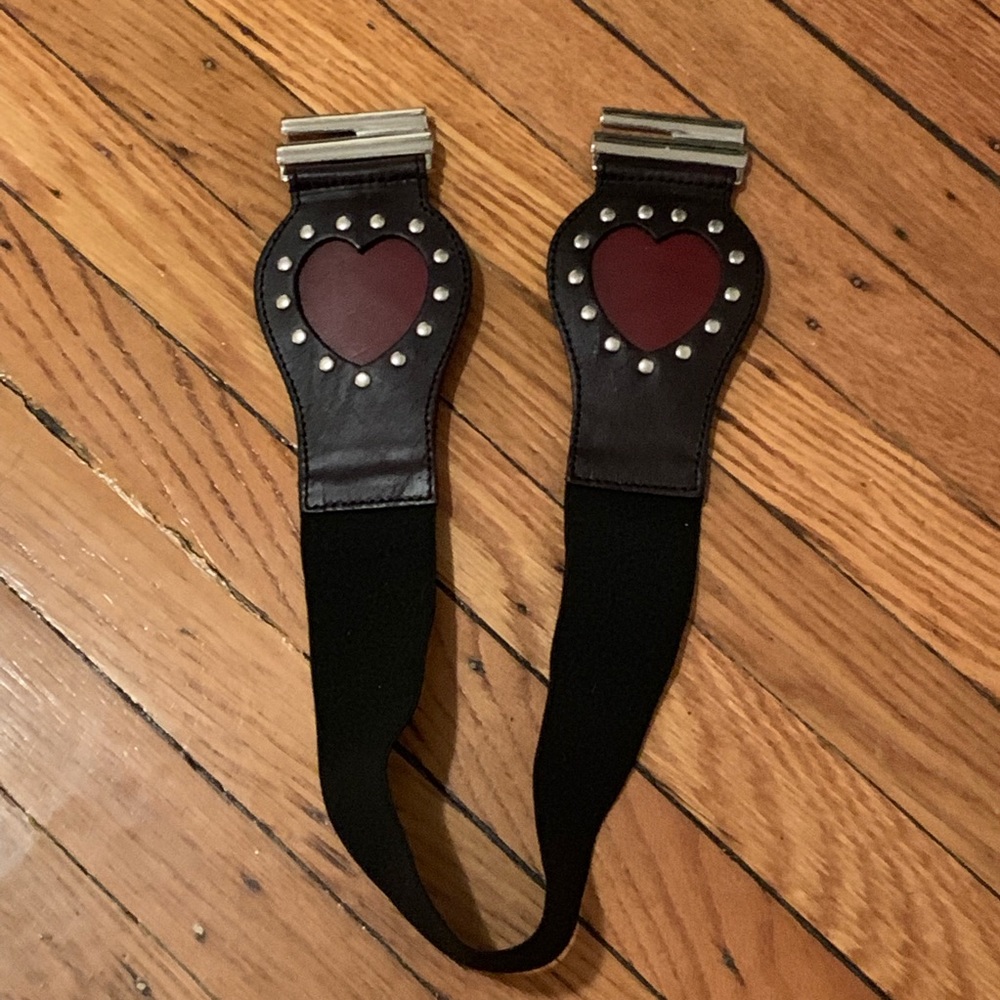Betsy Johnson Leather & Elastic Heart Belt